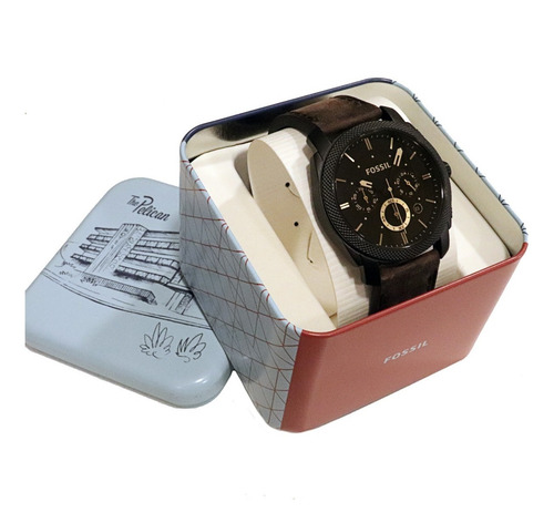 Relógio Fossil Analógico Ffs4656/z Fs4656 Couro Marrom Nf-e
