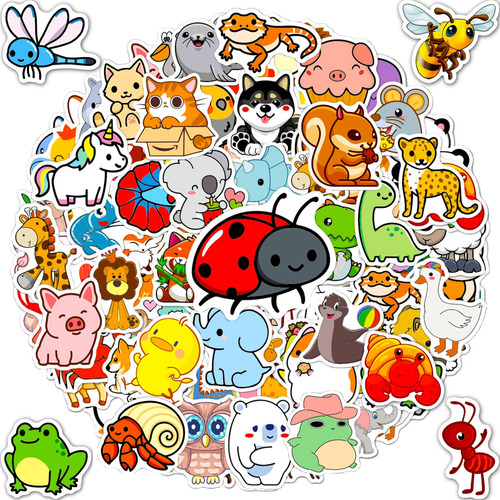 100 Pcs Animal Stickers Para Niños,different Animal 5gp7i