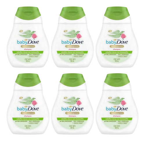 Shampoo Dove Baby Humectación Enriquecida Cabello Claro X 6u