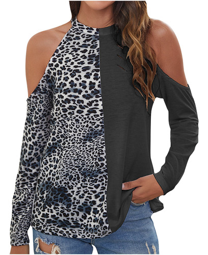 Camisas De Patchwork Con Estampado De Leopardo Para Mujer