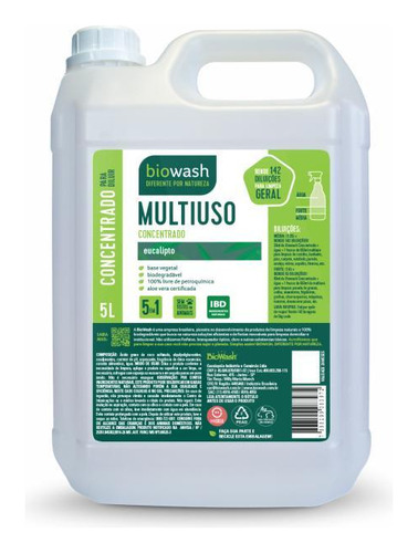 Multiuso Concentrado Eucalipto Biowash 5l - Limpeza Geral