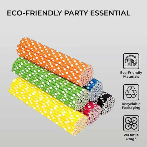 Pajitas Biodegradables De Papel Multicolor - 120 Unidades
