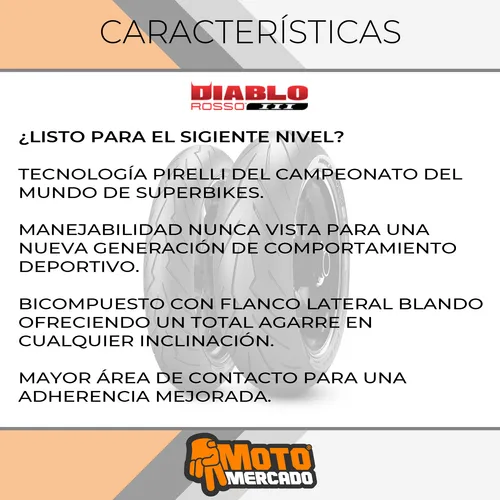 Cubierta Pirelli 110 70 17 Diablo Rosso 3 Zanella Rx 250