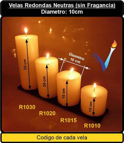 Imagen 1 de 5 de R1015 - 1 Vela Redonda Neutra (sin Fraganc) 10x15cm/ 140hs