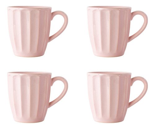 Taza Mug Ceramica Vainilla Jarro Color Pastel 320cc X4 