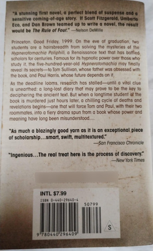 Livro The Rule Of Four Ian Caldwell Dustin Thomason (Usado)