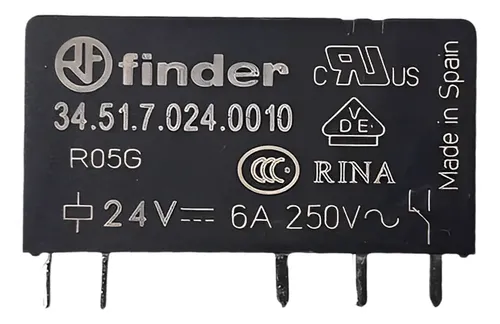Kit 10 Un Rele 24v Finder 24vcc 6a 1 Cont. Rev. 345170240010 | Frete grátis
