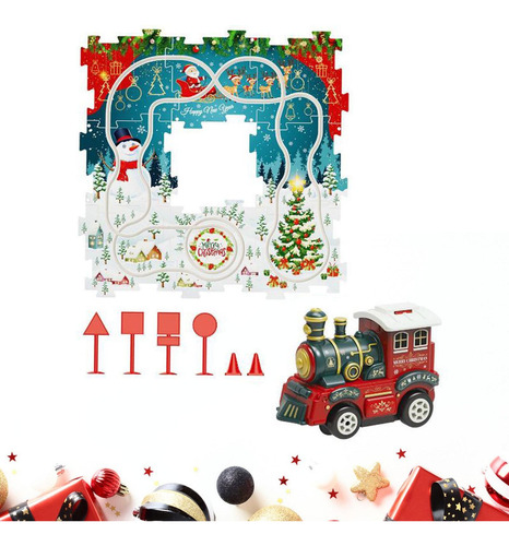 Juego De Rompecabezas De Tren Navideño Con Vías, 15 Piezas