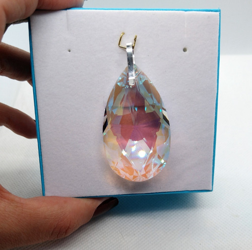 Imagem 3 de 6 de Pingente Amêndoa Cristal Swarovski 5,0 Cm Em Prata 925