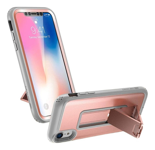 Case iPhone XR Rosado Funda 360 C/ Mica C/ Parador Antishock