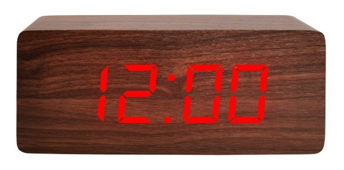 Reloj Despertador Extra Grande Led Digital (fecha/temp)  Color Chocolate Rojo