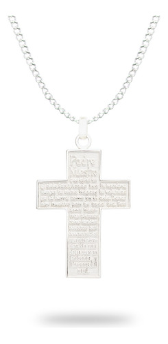 Collar Zab De Plata .925, Diseño Cruz Con Padre Nuestro 