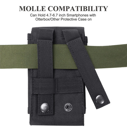 Heyqie Funda Táctica Negra Para Teléfono Móvil Molle, Al Pro Parche Negro Y 1 Gris.