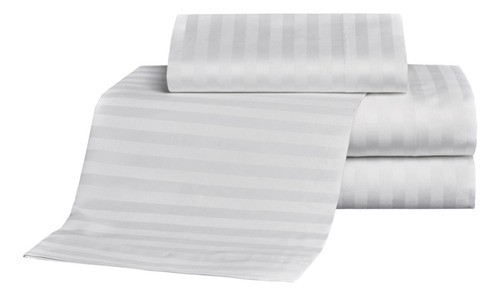 Juego De Sábanas Suplesa Queen Size 300 Hilos Color White Diseño De La Tela Rayas