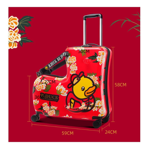 Imagen 2 de 8 de Bolso Maleta Viaje Niños Con Asiento Diseño Floral B.duck