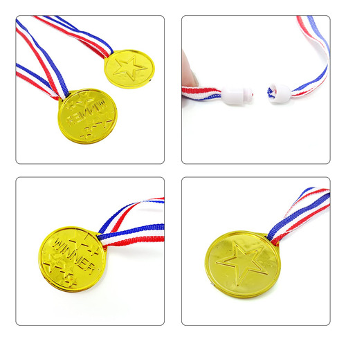 24 Medallas De Plástico Dorado Para Fiestas, Juegos,