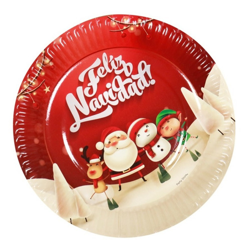 Platos Descartables X 6 Feliz Navidad Polipapel Año Nuevo  