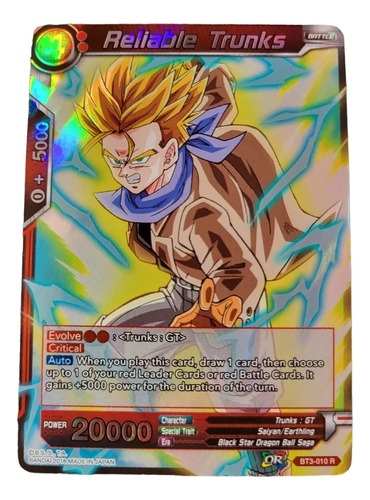 Cartas Super Dragon Ball Tcg Reliable Trunks Holo Bt3