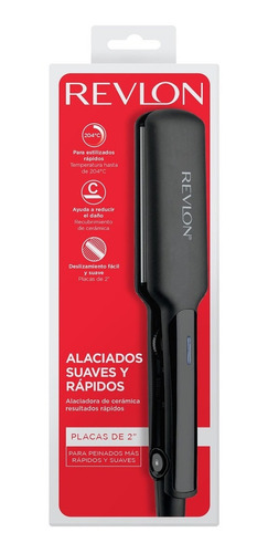 Planchita De Pelo Revlon Rvst2182la2a Placas Anchas Cerámica Color Negro