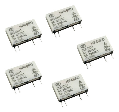 . 5piezas 12vdc 250vac 5a 4 Terminal Hf49fd / 012-1h11 Power