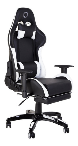 Imagen 2 de 5 de Silla de escritorio Nibio Destroyer gamer ergonómica negra y blanca con tapizado de cuero sintético