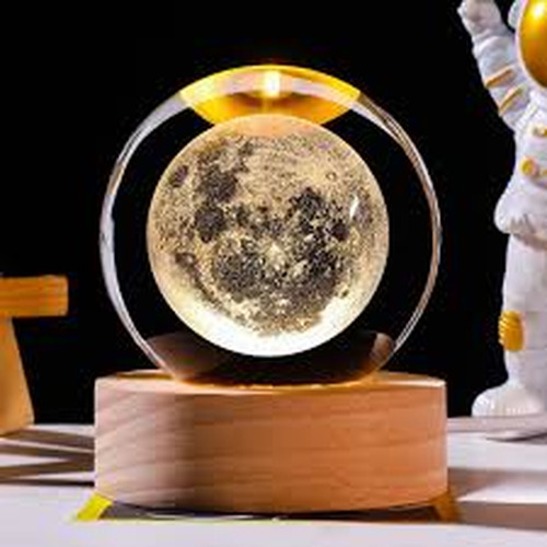 Lampara Recamara Con Grabada 3d En Forma De Luna Completa
