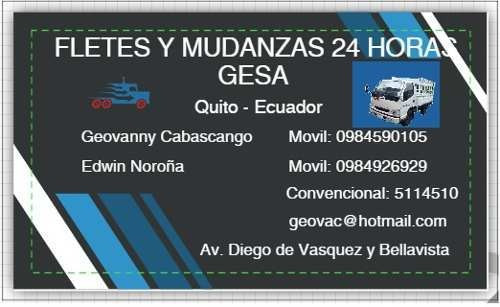 Fletes-mudanzas Camiones Y Camionetas 0984590105 Quito 24 H