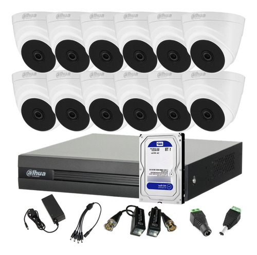 Kit Seguridad Dvr 16 Ch+ 12 Domos Full Hd Interior + Disco