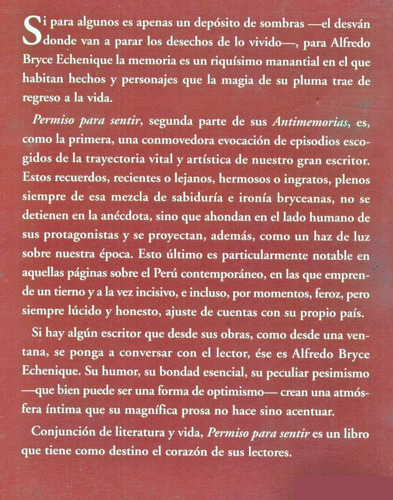 Imagen 2 de 3 de Bryce Echenique - Permiso Para Sentir - Antimemorias 2