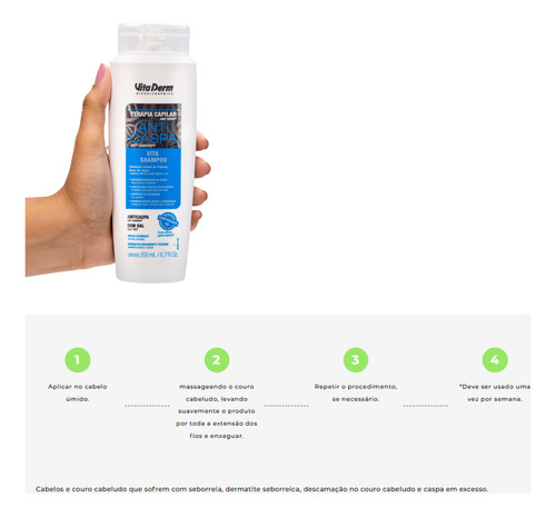 Shampoo Vitaderm 200ml Anti Caspa E Controle De Oleosidade