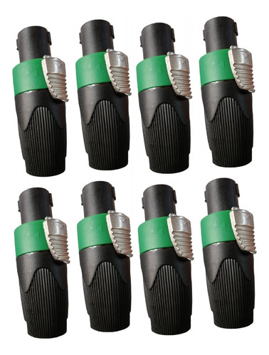 8 Conectores Plug Macho Compatible Con Speakon Neutrik Verde