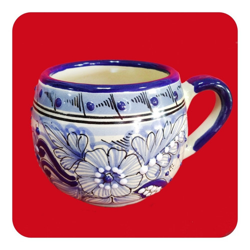 Imagen 2 de 4 de Tarro Chocolatero Azul De Talavera Poblana 500 Ml Grande Tz