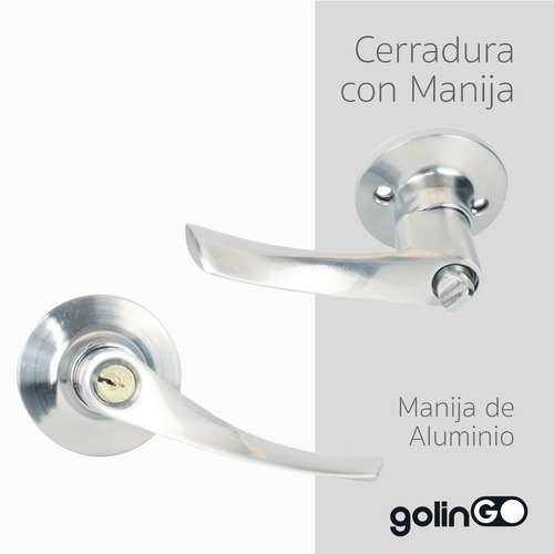 Imagen 3 de 7 de Cerradura Manija Llave Recamara Puerta Chapa Niquel Cerrojo