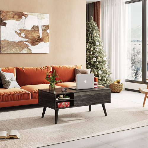 Mesa De Centro De Madera Con Parte Superior Elevable Co...