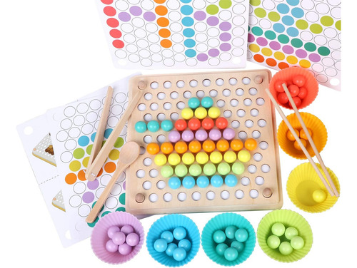 Qzmtoy Juego De Cuentas De Tablero De Clavijas De Madera, Ju