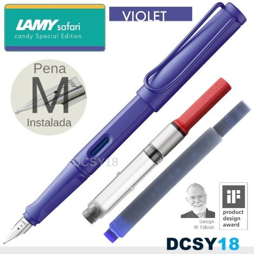 Caneta Tinteiro Lamy Safari Candy Violet M + Conversor