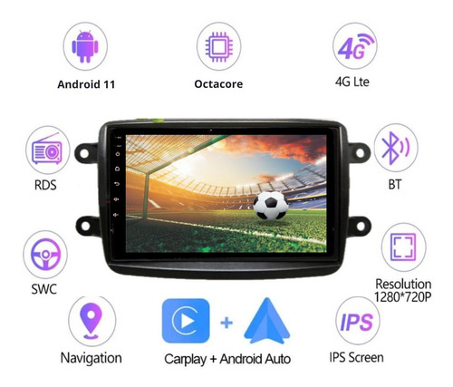 Kit Multimídia Sandero 2016 À 21 Android 9  Octa Carplay 4g