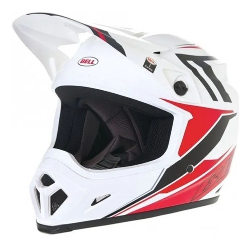 Capacete Bell Mx-9 Barricade - Branco/vermelho