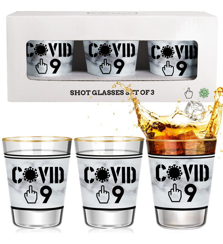 Divertido Regalo Cuarentena Covid Juego 3 Vaso F**k 19 Caja