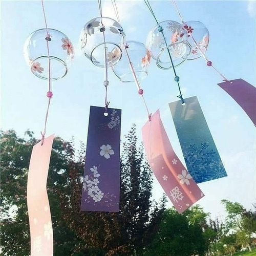 Imagen 6 de 6 de Set 3 Campanas De Viento De Cristal Hecha A Mano Furin