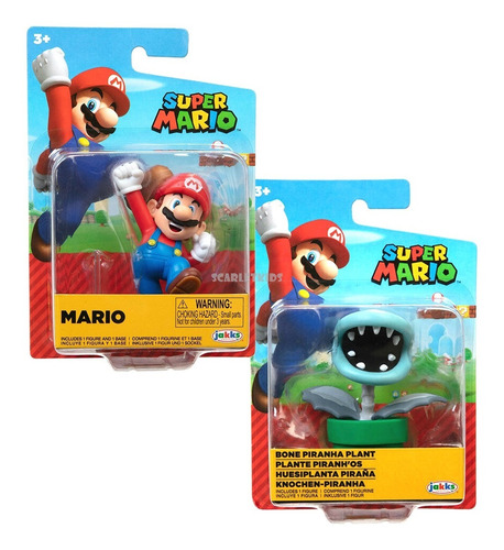 Super Mario Figuras X2 Original 7 Cm Scarlet Kids Varios Mod