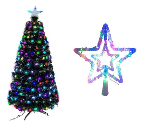 Punta Árbol De Estrella De 30 Focos Leds Bicolor Y Blanco