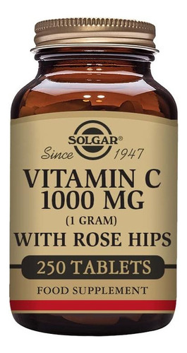 Vitamina C 1000 Mg Con Rose Hips, 250 Capsulas Solgar