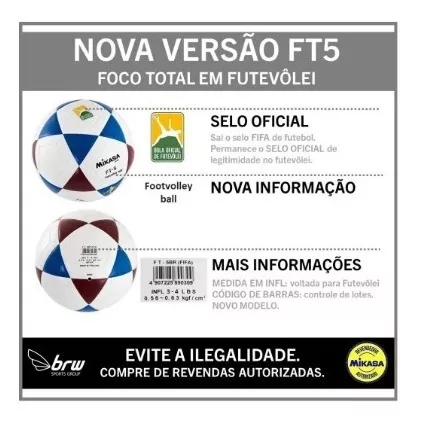 Bola Oficial de Futevôlei Mikasa FT-5 Amarela e Preta