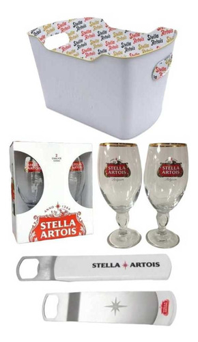 Caja De Regalo 2 Copas Stella Artois + Destapador + Frapera