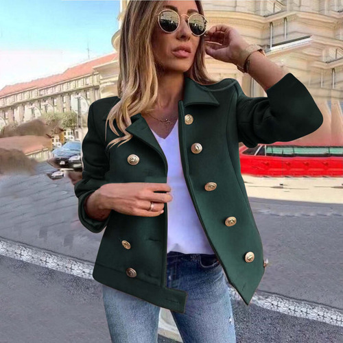 Abrigo Holgado Con Cuello Vuelto Y Manga Doble Para Mujer