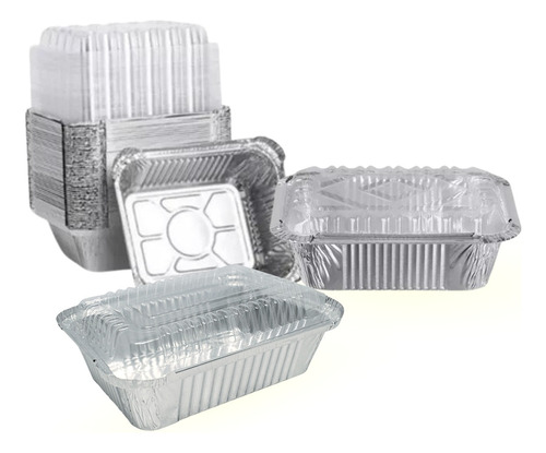Envases De Aluminio Con Tapa Plásticas 420cc 250 Unds