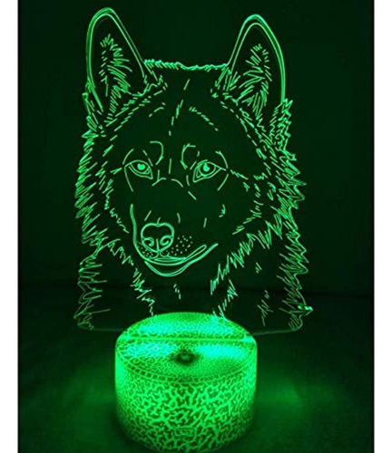 Creative 3d Wolf Night Light 7 Colores Cambiantes Usb Power