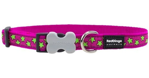 Dingo Rojo Caliente Rosa Con Verde Lima Estrellas Collar De