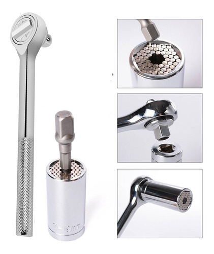 Llave Universal Tubo Con Cricket Y Adaptador Atornilladora
